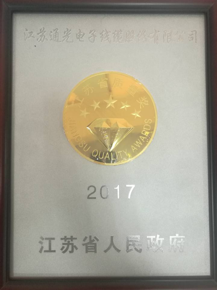 江蘇省省長(cháng)質(zhì)量獎獎牌